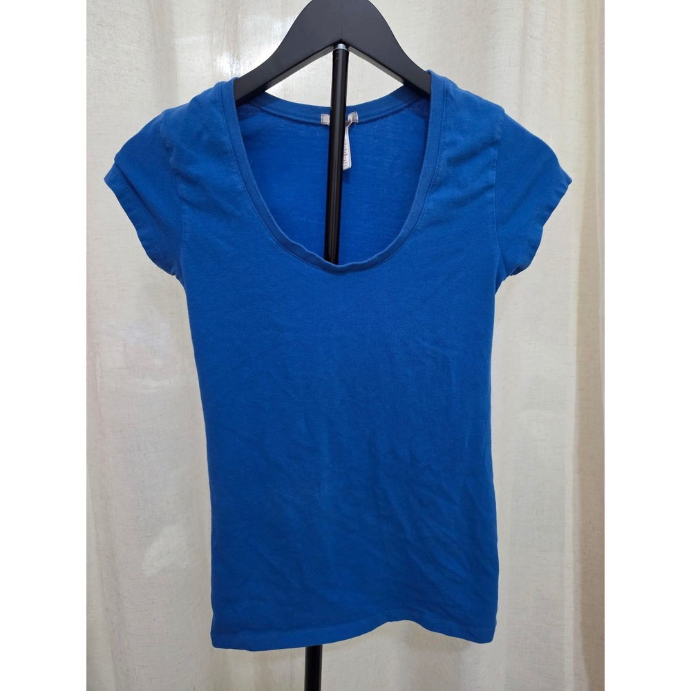 Ambiance Apparel Royal Blue Scoop Neck Short Sleeve Top Style 60269 Large